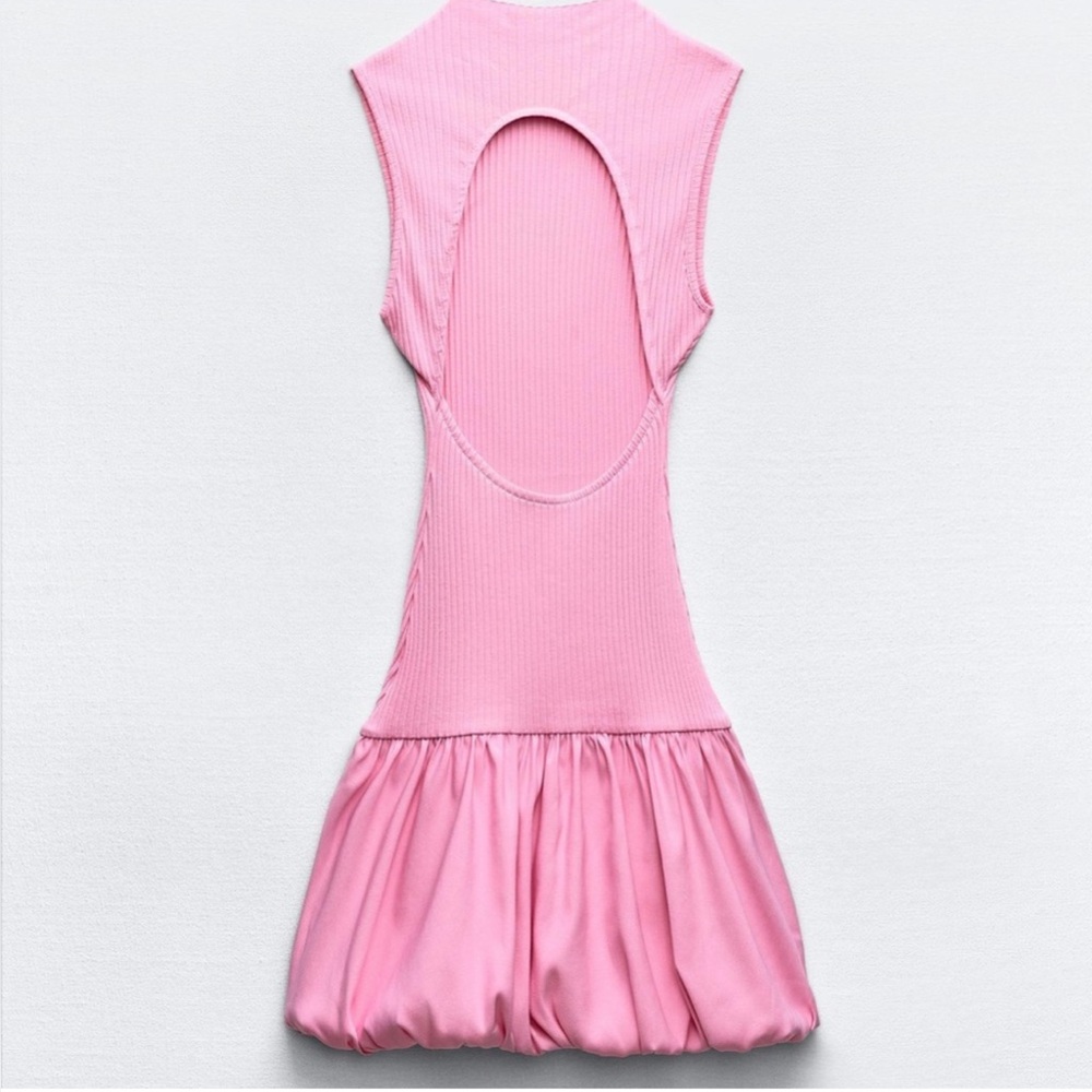 ZARA Ribbed Balloon Dress - Picture 3 of 6